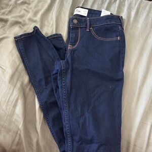 Hollister Navy Skinny Jeans with Contrast Stitching